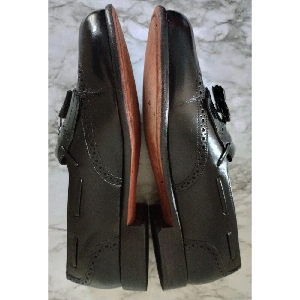 Bostonian Classics Black Leather Tassel Wingtip Loafers Size 9W